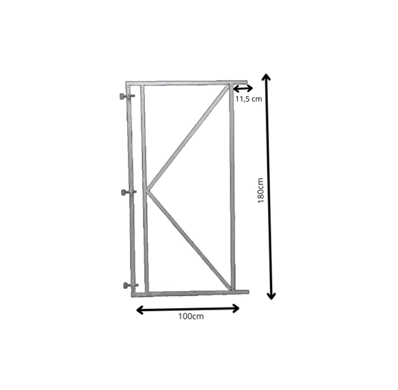 Verstelbaar poortframe 100x180cm vuurverzinkt 2mm staal horizontaal