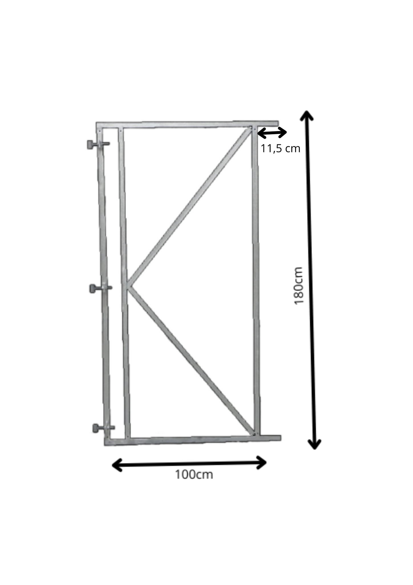 Verstelbaar poortframe 100x180cm vuurverzinkt 2mm staal horizontaal