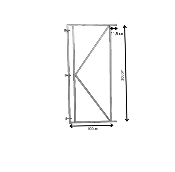 Verstelbaar poortframe 100x200 cm vuurverzinkt 2mm voor horizontale planken