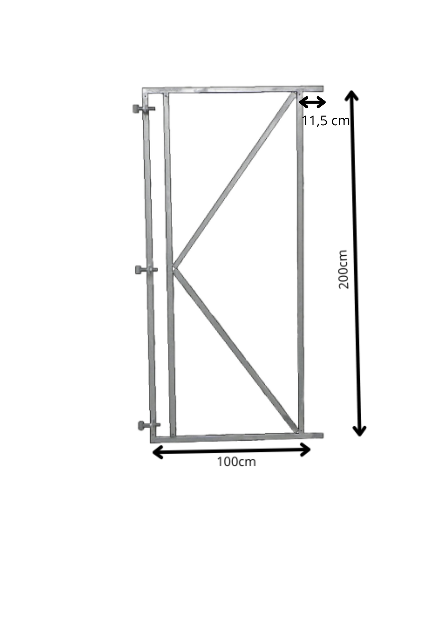 Verstelbaar poortframe 100x200 cm vuurverzinkt 2mm voor horizontale planken