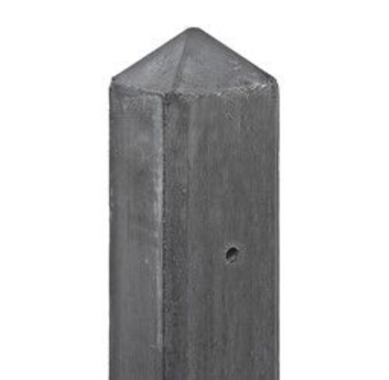 Betonpaal 10x10 cm antraciet met diamantkop voor hout-beton schutting