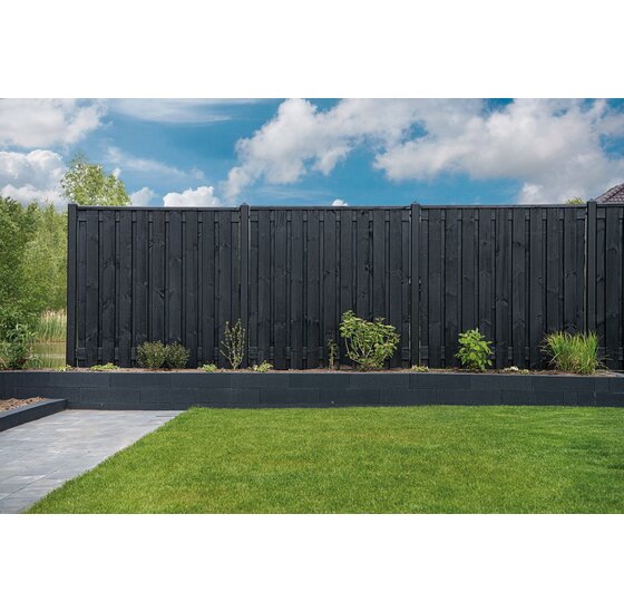Grenen Schutting 21-planks Zwart Gespoten – 180x180 cm | Geschaafd & RVS Geschroefd