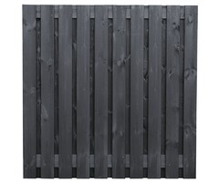 Zwart gespoten grenen schutting 180x180 cm, 21-planks drukgeïmpregneerd