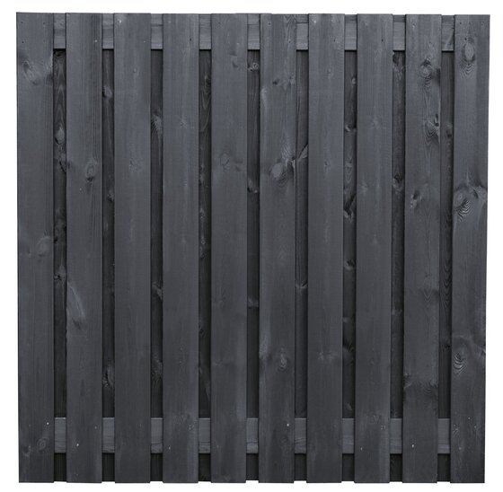 Zwart gespoten grenen schutting 180x180 cm, 21-planks drukgeïmpregneerd
