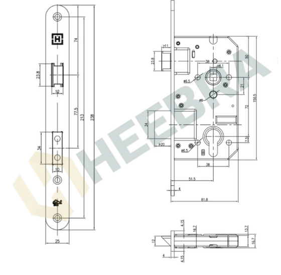 Poortdeurset RVS geborsteld met SKG2 cilinderslot 40/40mm en beslag