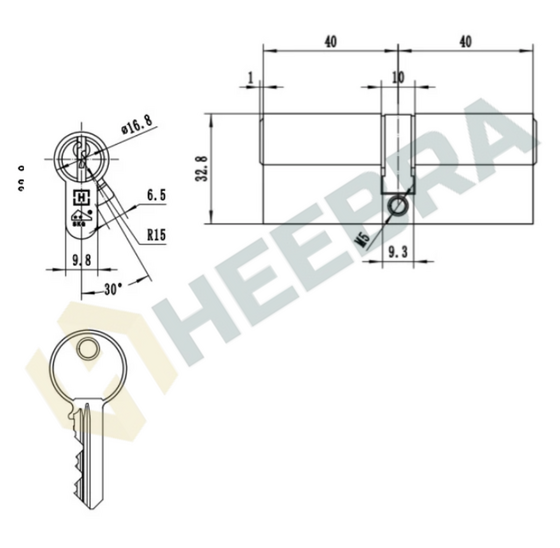 Poortdeurset RVS geborsteld met SKG2 cilinderslot 40/40mm en beslag