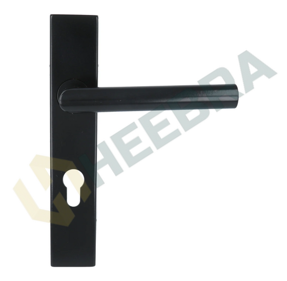 Poortdeurbeslag compleet zwart met SKG2 cilinderslot 40/40mm RVS
