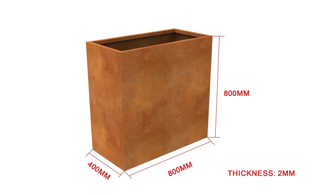 Rechthoekige Plantenbak 400x800x800 mm – Cortenstaal | Eenvoudige Montage