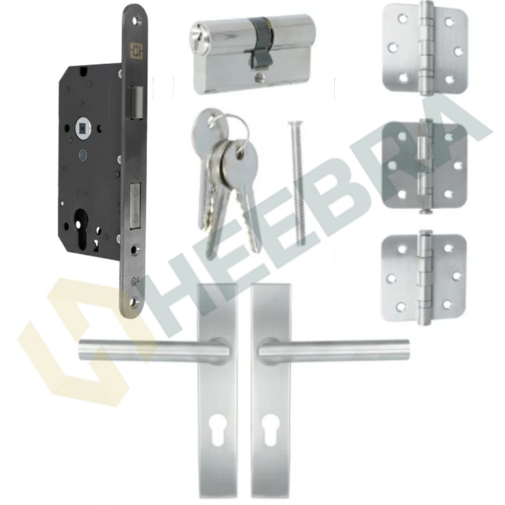 Complete Set voor Poortdeuren PC72 RVS – Inclusief Scharnieren, Slot & Beslag