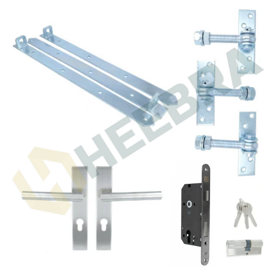 Complete Set voor Poortdeuren Extra Breed PC72 RVS – Inclusief Slot, Scharnieren & Beslag