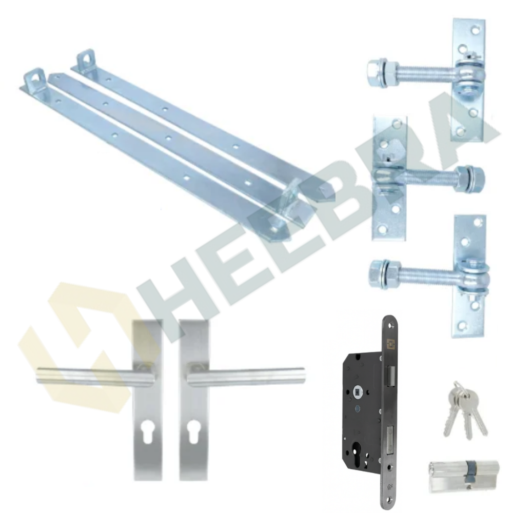 Complete Set voor Poortdeuren Extra Breed PC72 RVS – Inclusief Slot, Scharnieren & Beslag