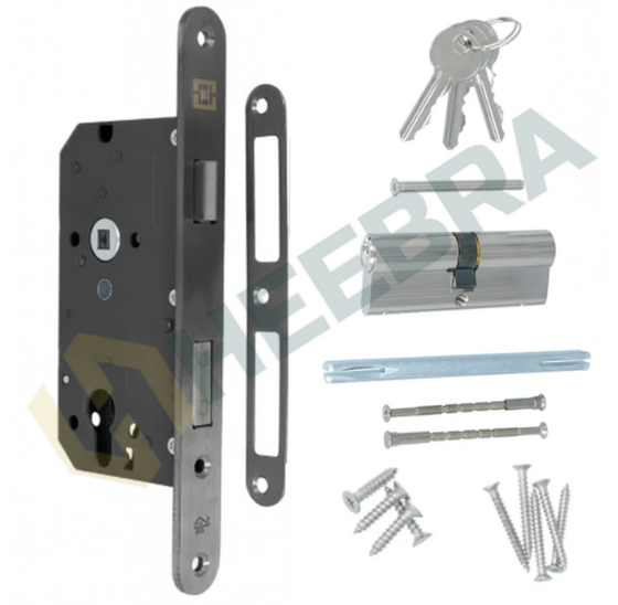 Complete Set voor Poortdeuren Luxe PC72 RVS – Inclusief Slot, Plaatduimen & Beslag