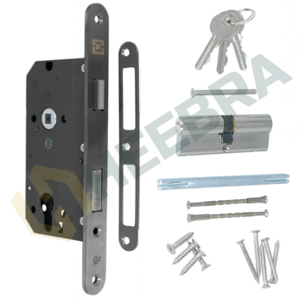 Complete Set voor Poortdeuren Luxe PC72 RVS – Inclusief Slot, Plaatduimen & Beslag