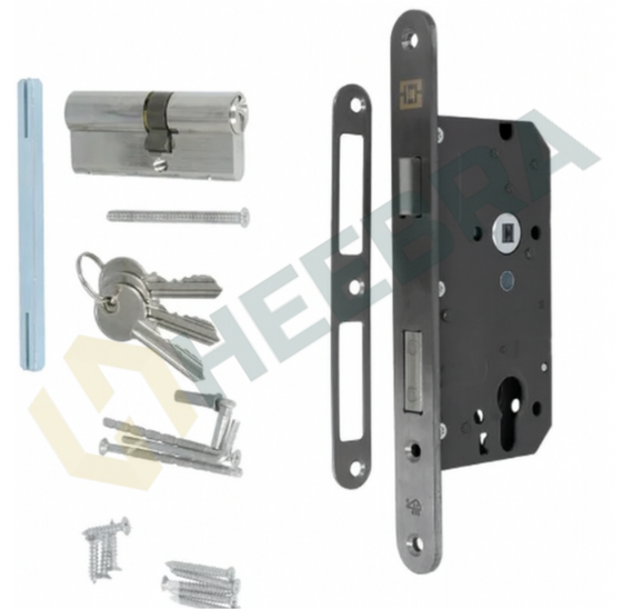 Complete Set voor Poortdeuren Breed PC72 Zwart – Inclusief Slot, Hengen & Beslag