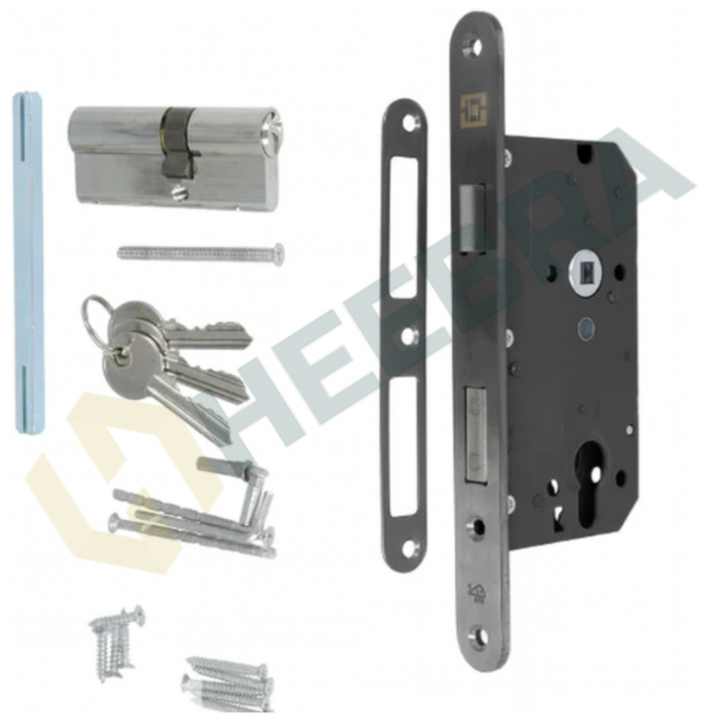 Complete Set voor Poortdeuren Breed PC72 Zwart – Inclusief Slot, Hengen & Beslag