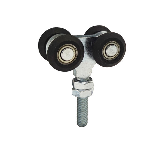 Viervoudig wielenblok met open lager M8 – zwart nylon, low noise, 80 kg draagvermogen