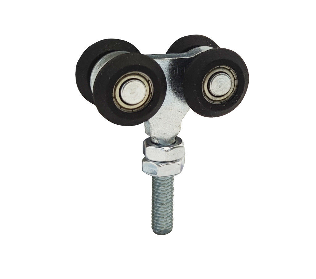 Viervoudig wielenblok met open lager M8 – zwart nylon, low noise, 80 kg draagvermogen