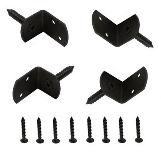 Hoekbeslag 35x30x40mm staal 2mm met schroef, zwart (4 stuks)