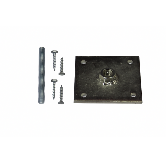 Betonpoerset 105x105mm met M16 draadstang en aangelaste moer verzinkt