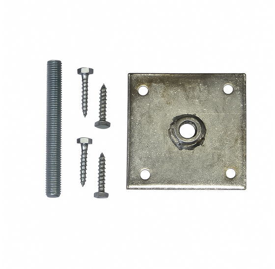 Betonpoerset 105x105mm met M16 draadstang en aangelaste moer verzinkt