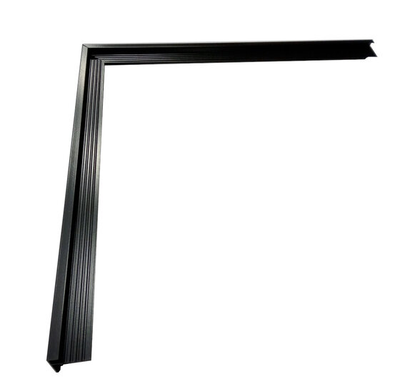 Aluminium daktrim buitenhoek 60x64mm zwart met verbindingsplaatje