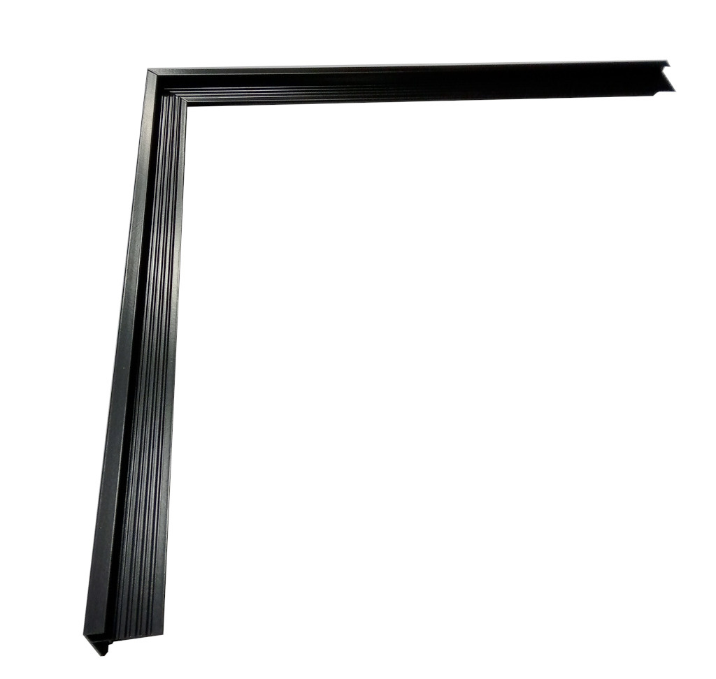 Aluminium daktrim buitenhoek 60x64mm zwart met verbindingsplaatje