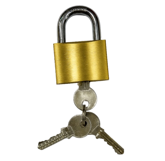 Hangslot 50x40 mm [16 mm] – Messing hangslot met geharde stalen beugel en 3 sleutels