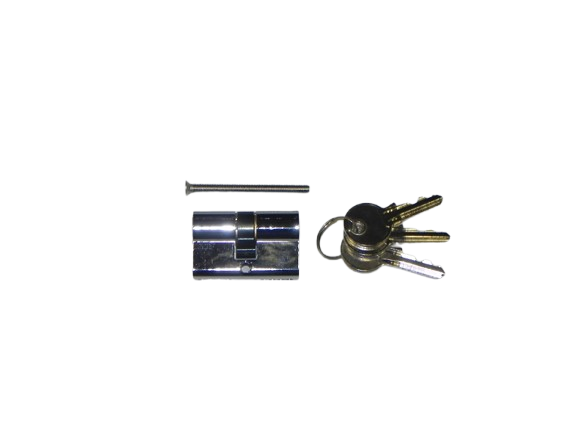 Dubbele cilinder 25/25 mm met 3 sleutels - chroom