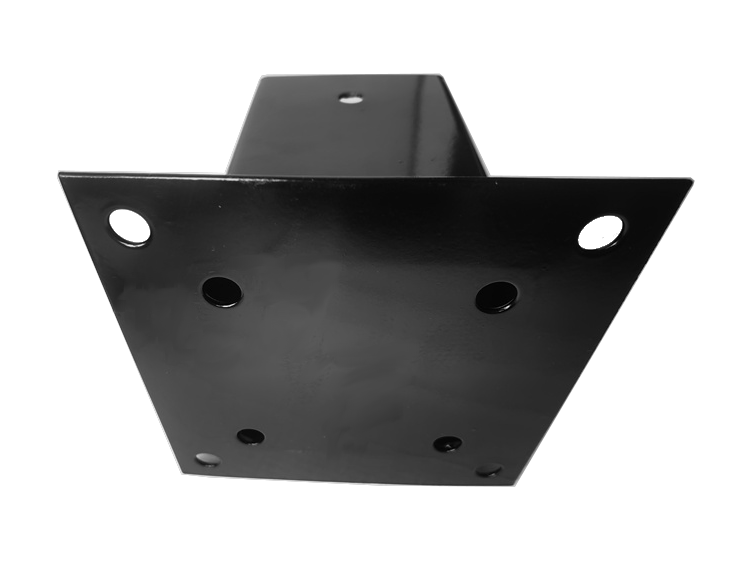 Zwarte paalhouder met plaat 150x150 mm voor stevige montage van houten palen