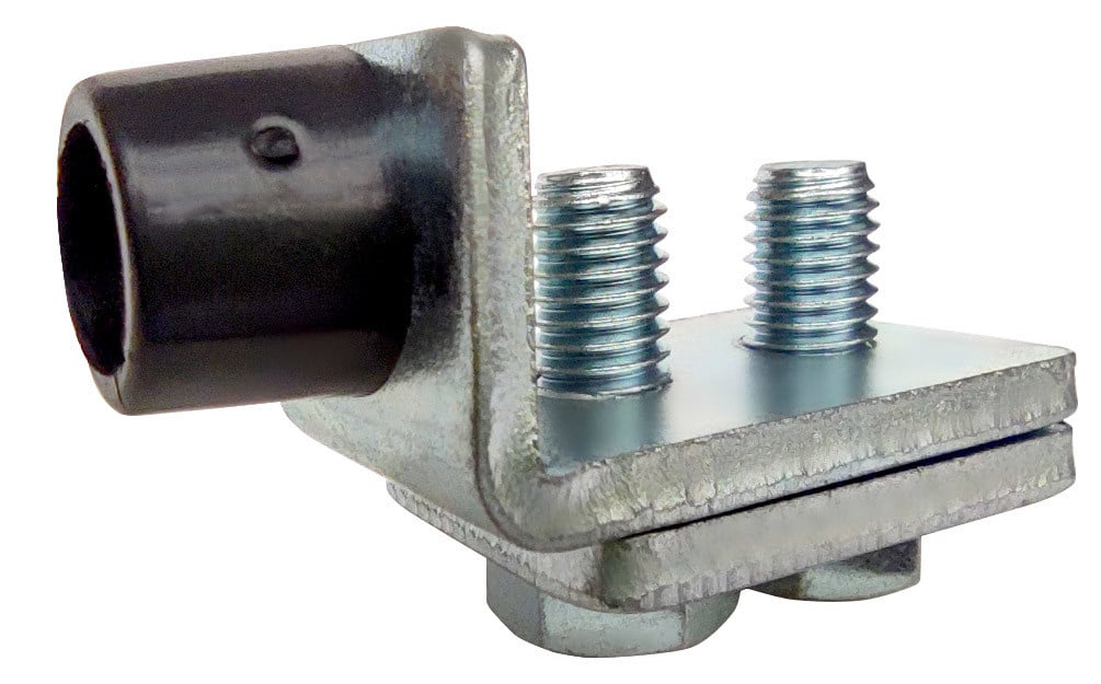 Eindstop railbevestiging 79x40 mm van 5 mm staal voor het blokkeren en fixeren van railsystemen