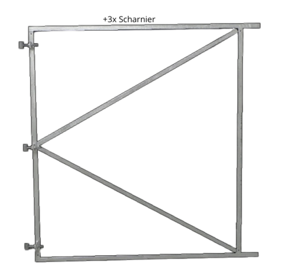 Verstelbaar poortframe 150x155cm vuurverzinkt met 3x scharnier