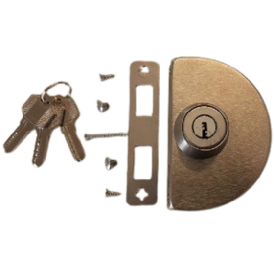 Slot voor glazen schuifwanden met sluitplaat, sleutels en bevestigingsmateriaal