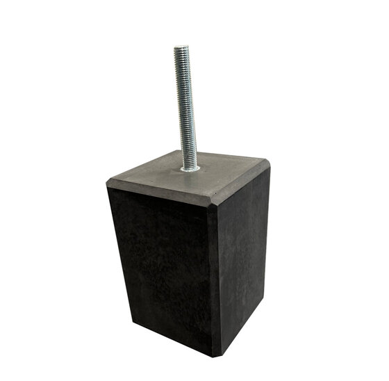 Betonpoer 150x150 mm H200 mm antraciet met M16 draadstang en facetrand