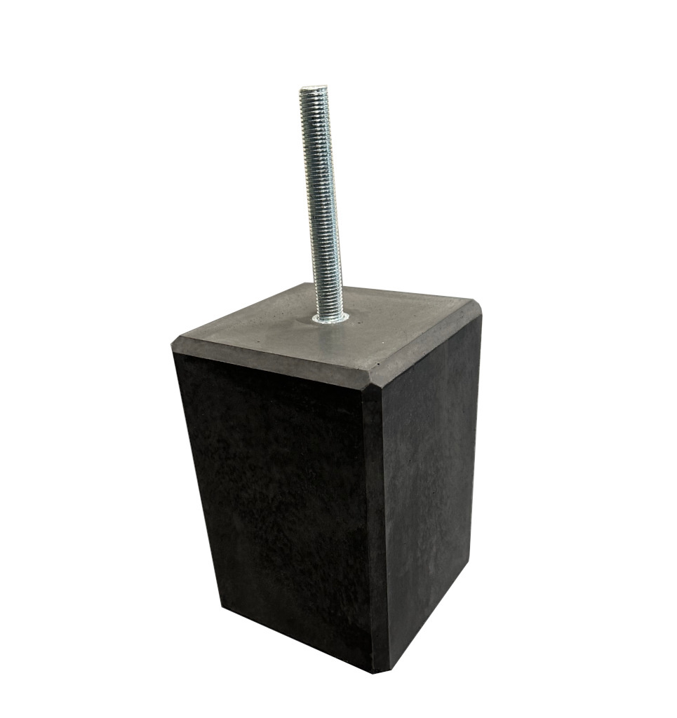 Betonpoer 150x150 mm H200 mm antraciet met M16 draadstang en facetrand