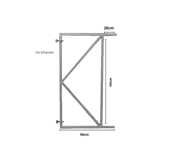 Poortframe 90x155cm verstelbaar met 20cm hoekuitsparing - 2mm vuurverzinkt