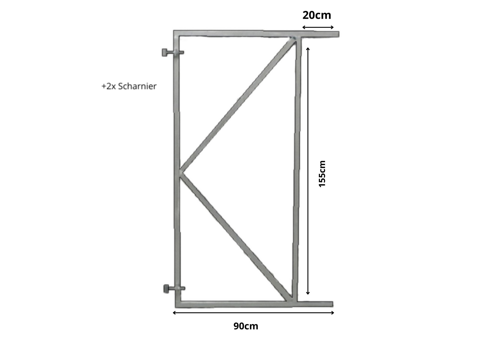 Poortframe 90x155cm verstelbaar met 20cm hoekuitsparing - 2mm vuurverzinkt