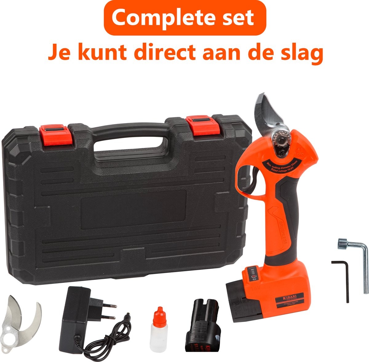 Accu takkenschaar 16.8V met 2 accu's en extra messenset - draadloos