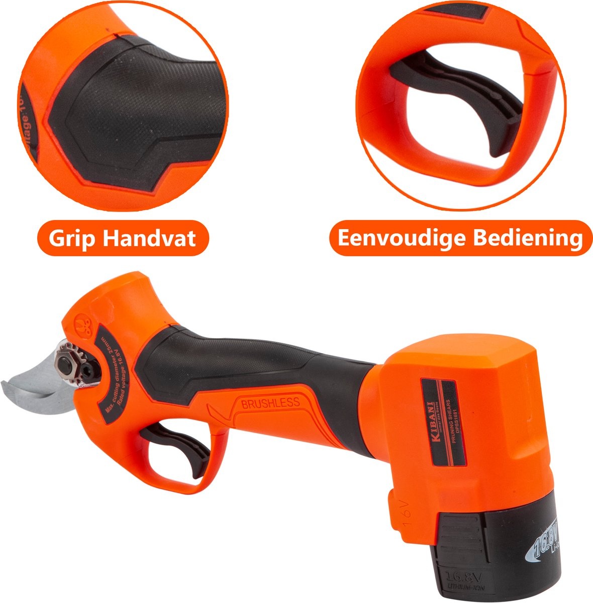 Kibani Accu Takkenschaar 16.8V incl. 2 accu's en extra set mesjes