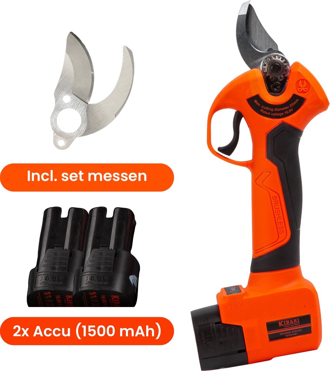 Accu takkenschaar 16.8V met 2 accu's en extra messenset - draadloos