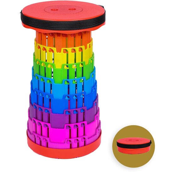 Opvouwbare kruk 250 kg draagkracht, verstelbaar 6-45 cm, regenboog