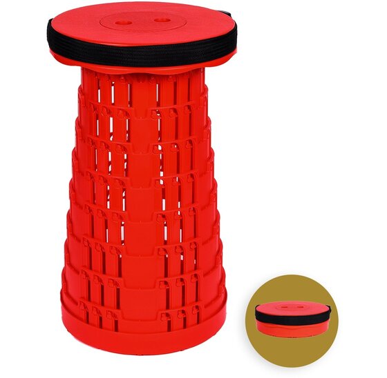 Opvouwbare kruk draagkracht 250 kg, verstelbaar 6-45 cm, rood