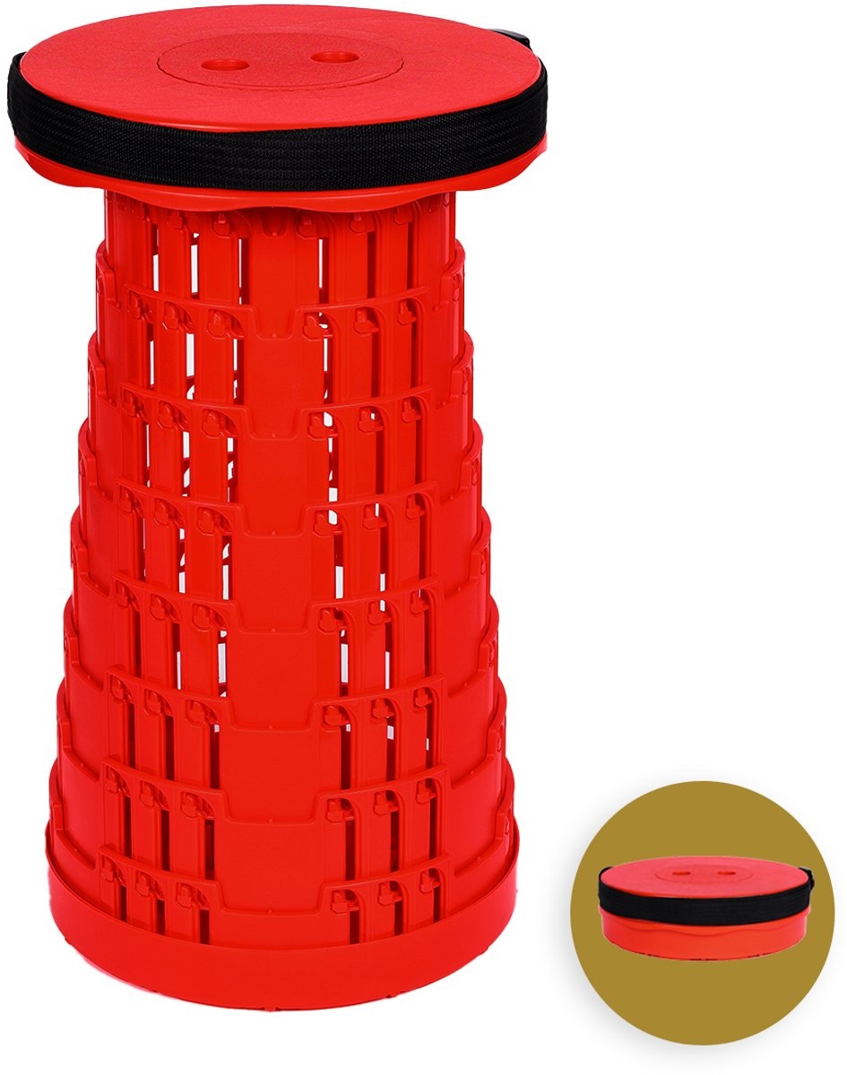 Opvouwbare kruk draagkracht 250 kg, verstelbaar 6-45 cm, rood