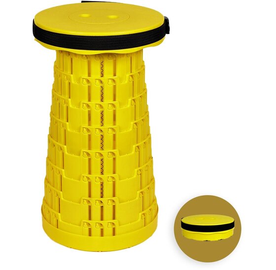 Opvouwbare kruk 250 kg draagkracht, verstelbaar 6-45 cm, geel