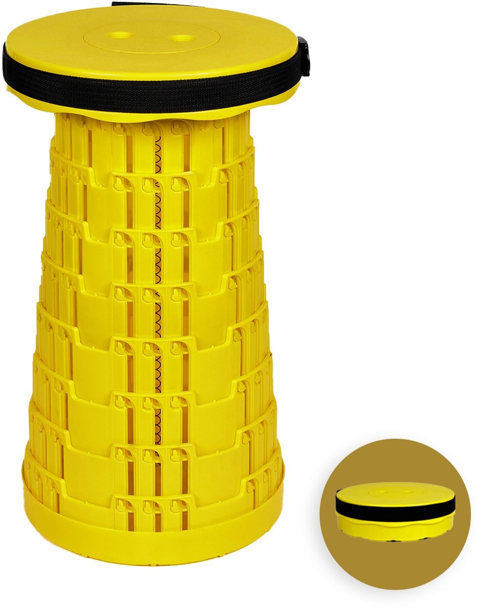 Opvouwbare kruk 250 kg draagkracht, verstelbaar 6-45 cm, geel