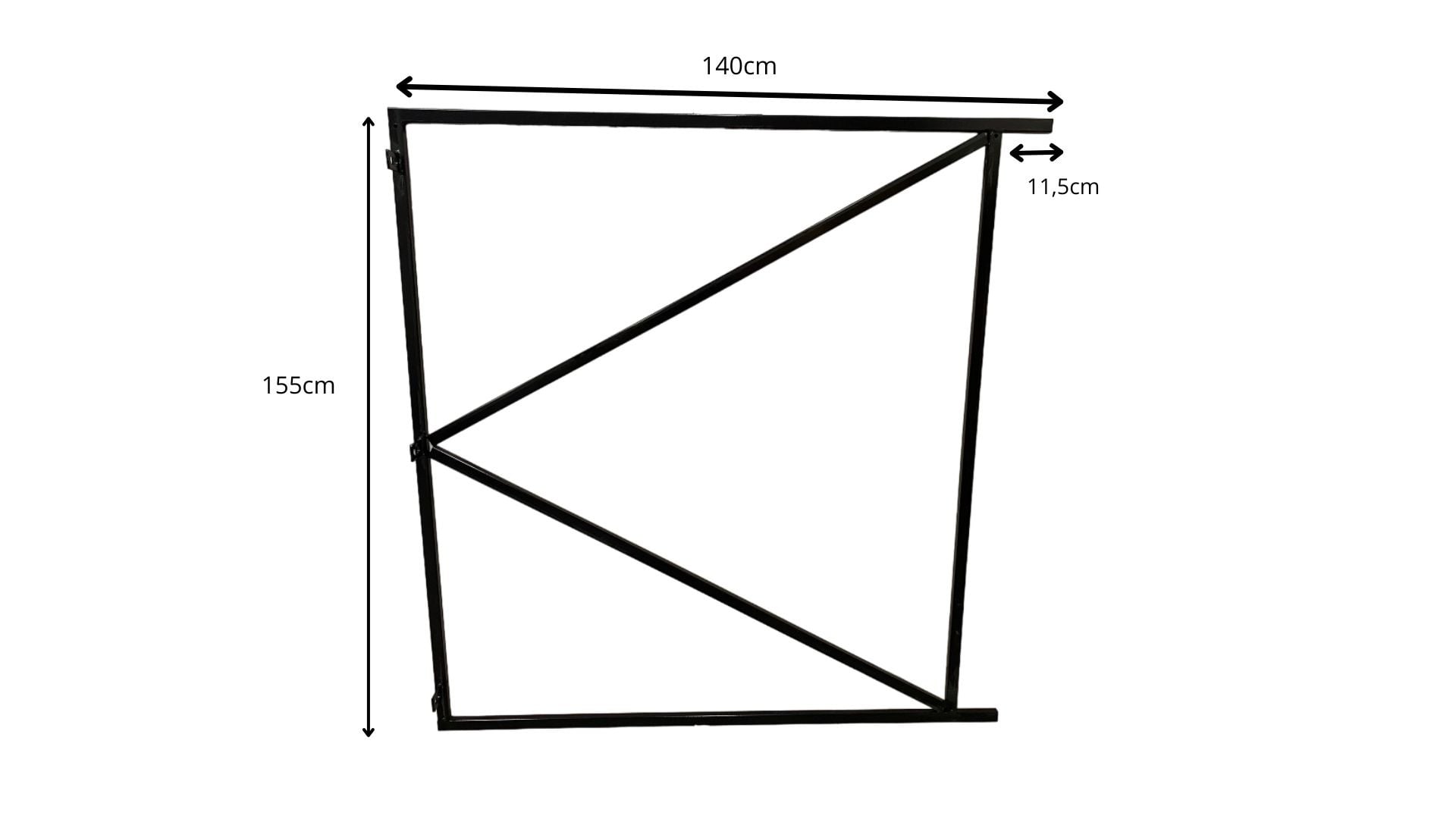 Poortframe 140x155cm verstelbaar - staal 1.8mm - zwart gepoedercoat
