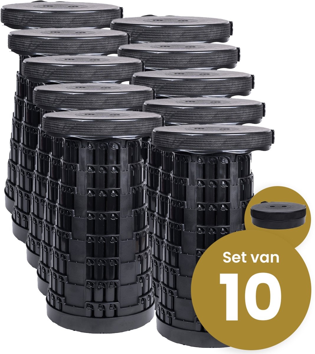 Alora opvouwbare kruk extra strong zwart per set van 10 stuks voor stevig en compact zitcomfort