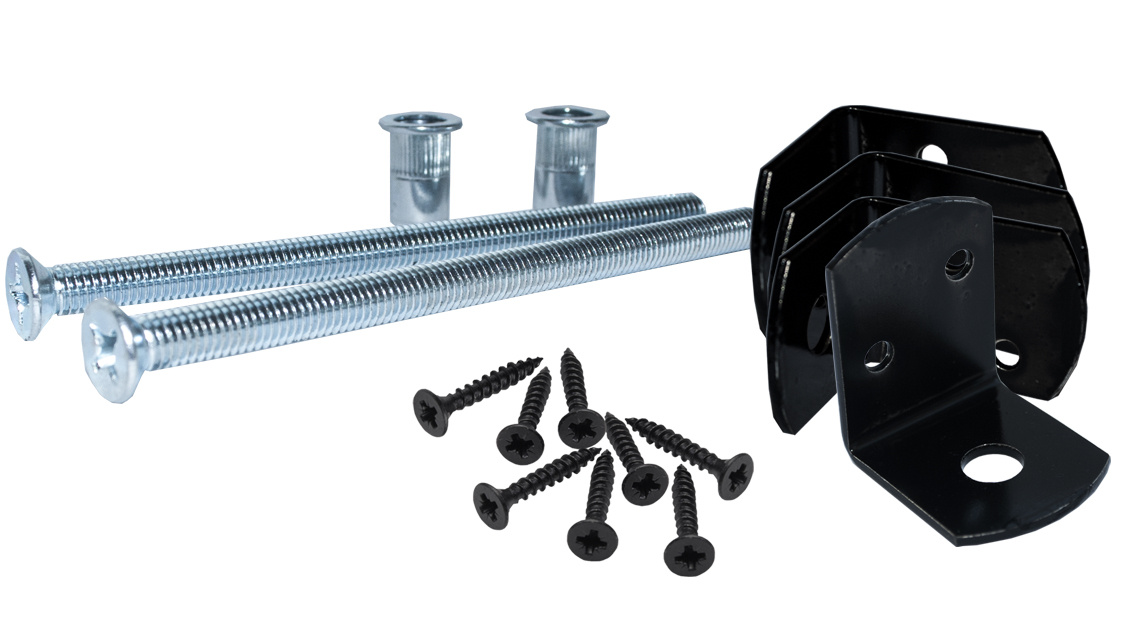 Zwart gecoate beslagset voor betonpalen M6x100 in poly-bag