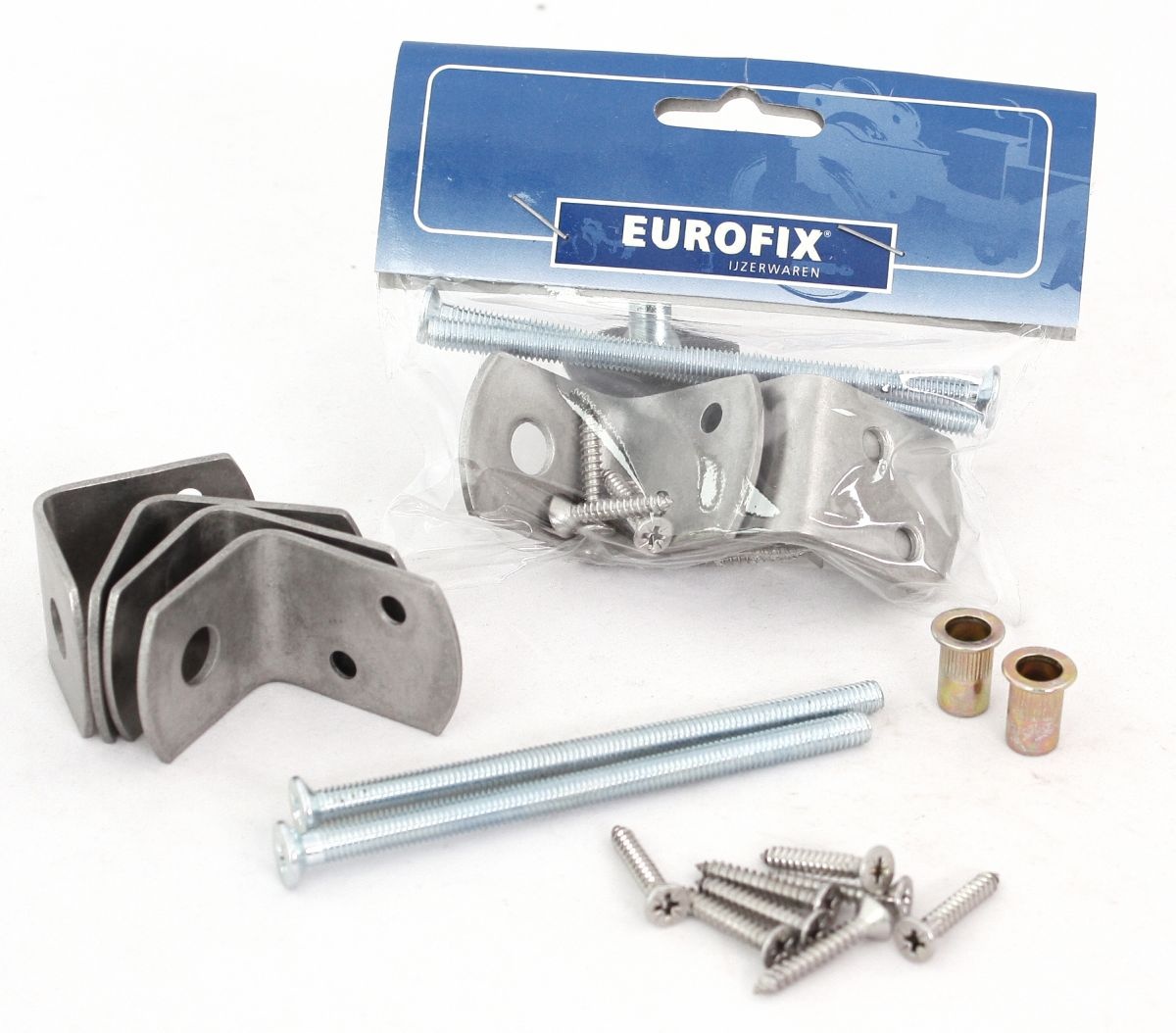 RVS beslagset voor betonpalen M6x75 in poly-bag