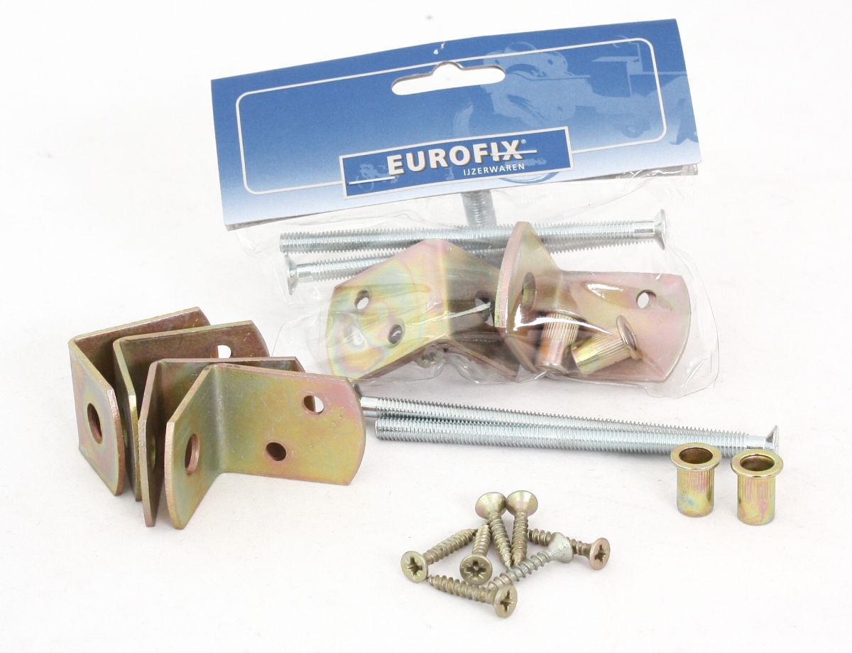 Geel verzinkte beslagset voor betonpalen M6x100 in poly-bag