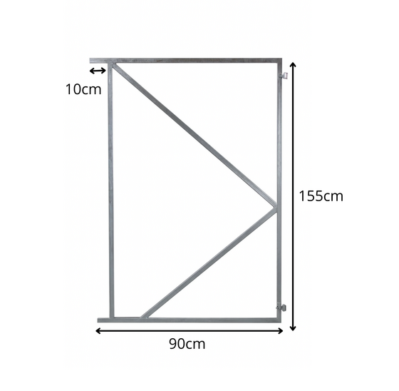 Verstelbaar poortframe verzinkt met 2 ophangpunten H155 cm B90/80 cm spijl 67 cm